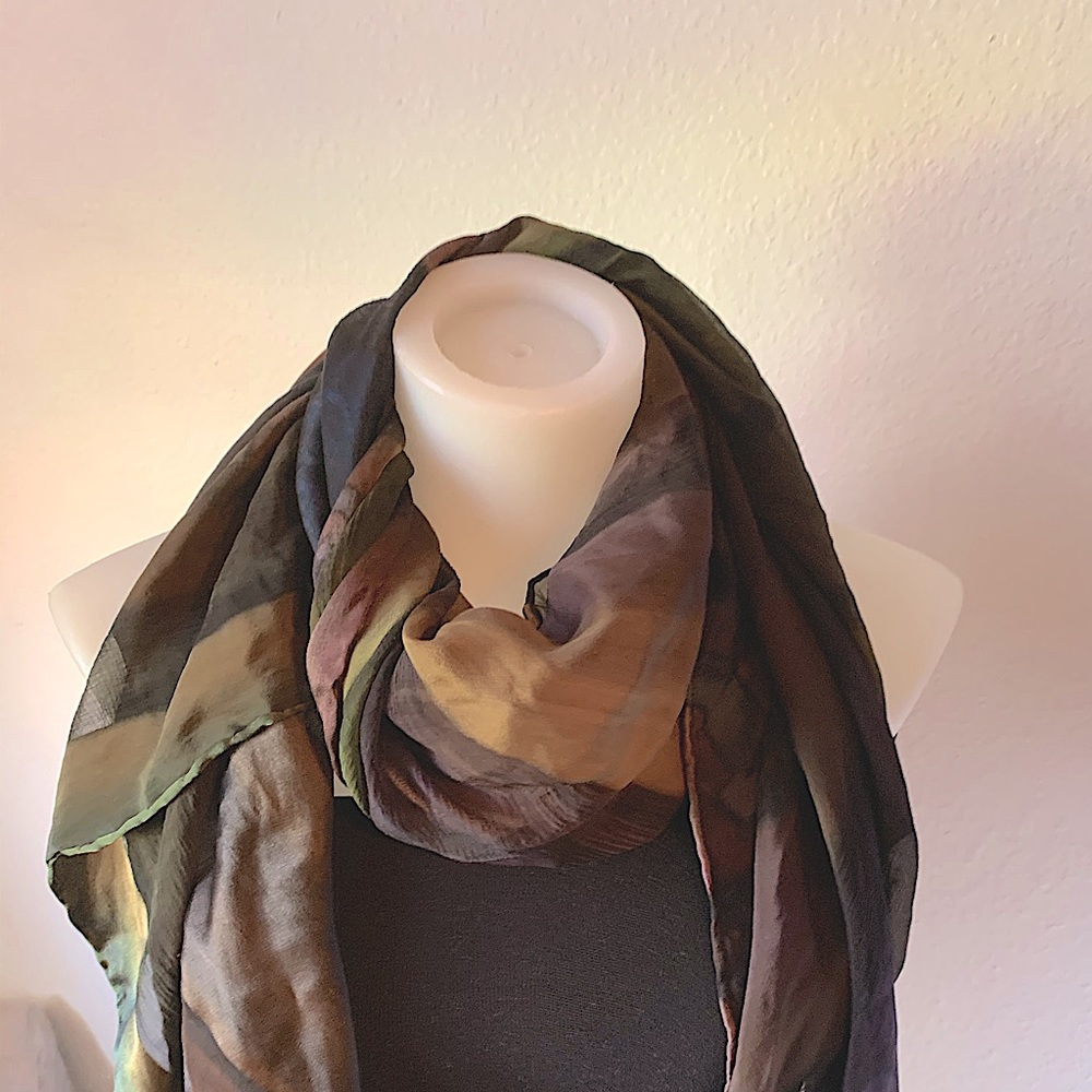 Francois Fleurat rich colored hand painted scarf